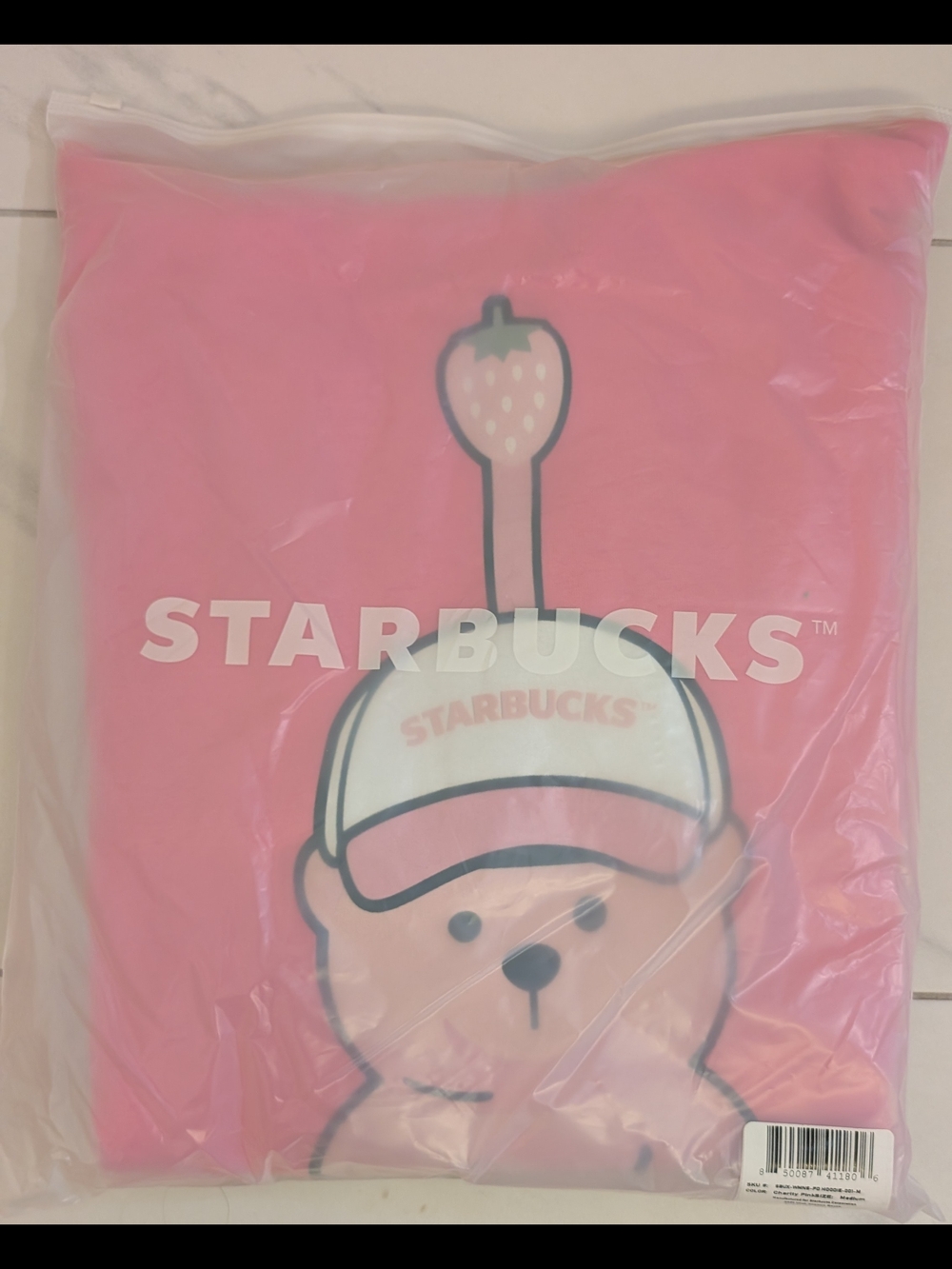 Starbucks Pink Strawberry Bearista Sweatshirt Rare!